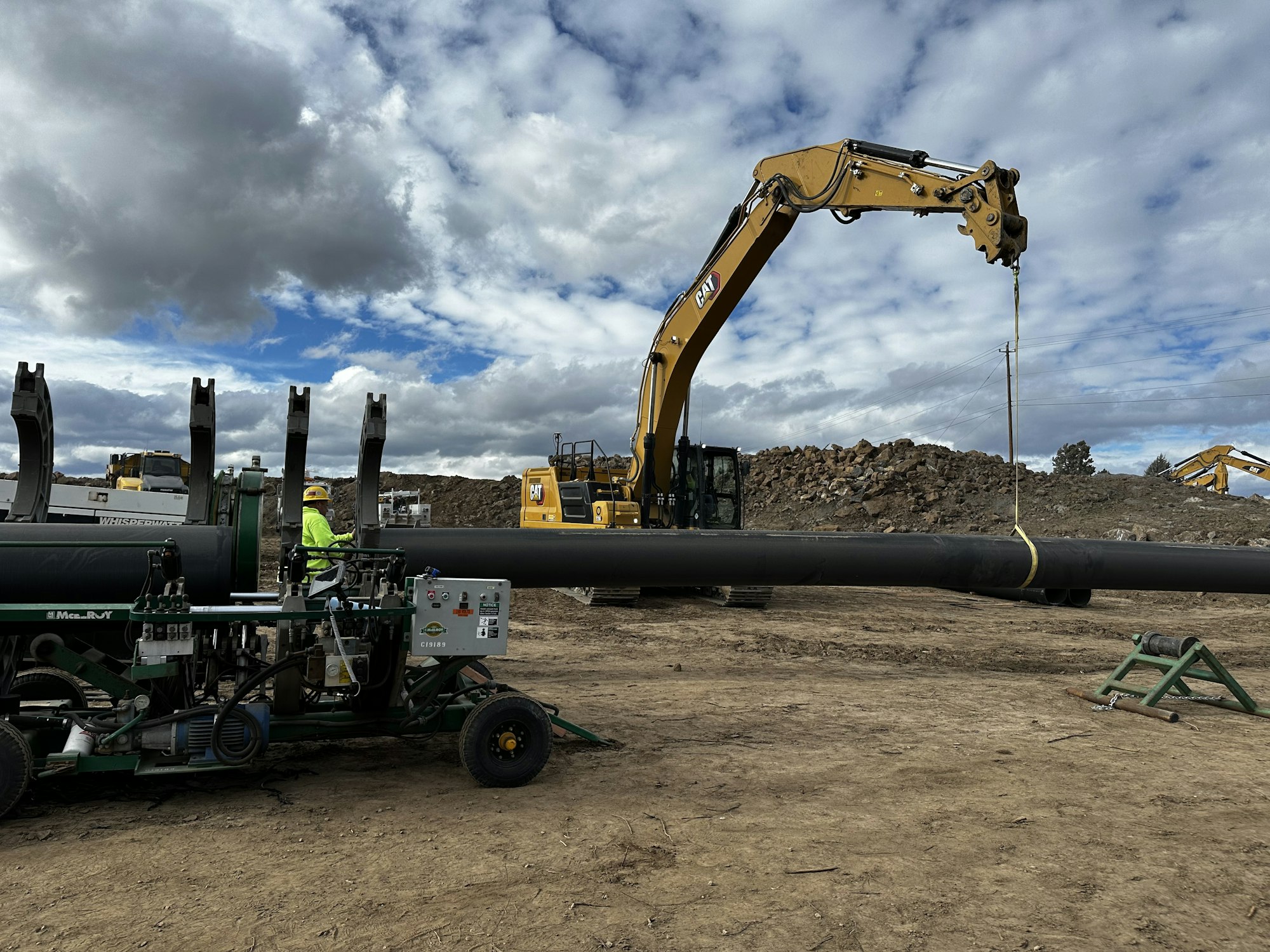 Large pipe welding in progress