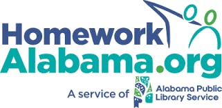 Logo for HomeworkAlabama.org, a service of Alabama Public Library Service.