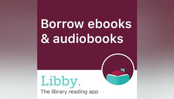 Promotional image for Libby app: "Borrow ebooks & audiobooks. The library reading app."