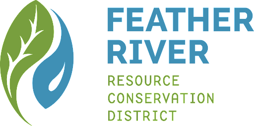 Feather River Resource Conservation District logo with leaf and water droplet design.
