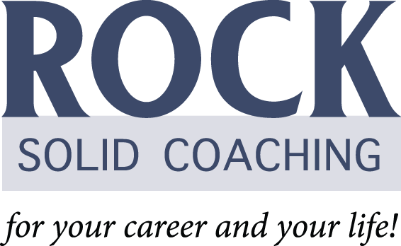 Text: "ROCK SOLID COACHING for your career and your life!"