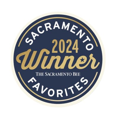 Sacramento Bee 2024 Winner Favorites badge in blue and gold.