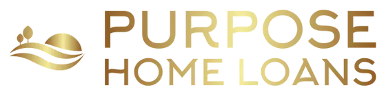Logo with gold text: "PURPOSE HOME LOANS," and an abstract symbol with a leaf.