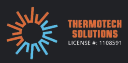 Thermotech Solutions logo with orange and blue sunburst design, license number 1108591.