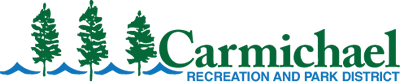 Logo with three trees and text: "Carmichael Recreation and Park District."