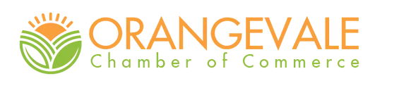 Logo of Orangevale Chamber of Commerce with a sun and leaf graphic.