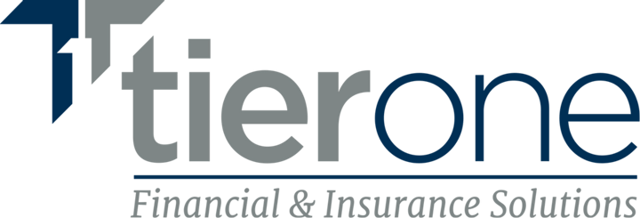 Logo of "tierone" with the tagline "Financial & Insurance Solutions" and arrow design.