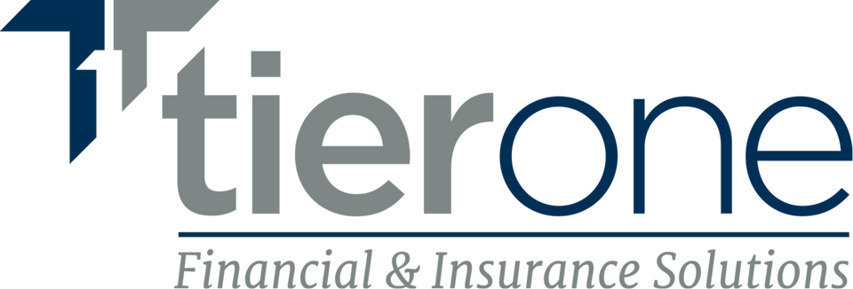Logo of "tierone" with the tagline "Financial & Insurance Solutions" and arrow design.