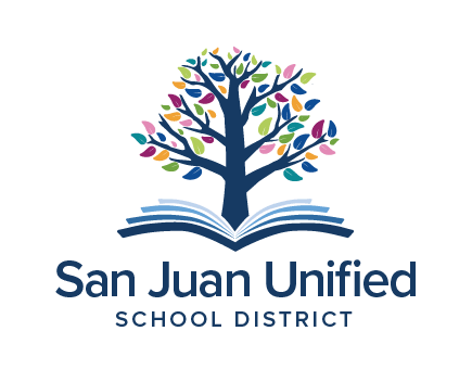 San Juan Unified School District logo with a colorful tree growing from an open book.