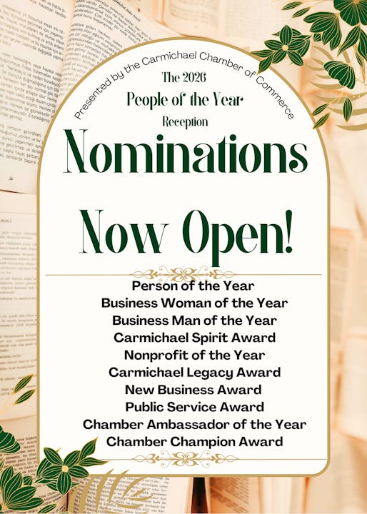 Nominations open for 2026 Carmichael Chamber awards like Person of the Year, Business Woman/Man, Legacy Award, and more.