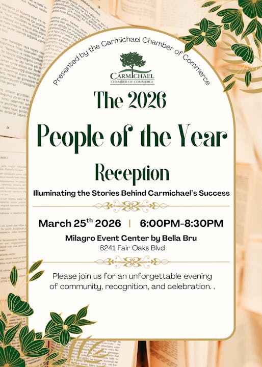 Invitation to "The 2026 People of the Year Reception" on March 25, 2026, at Milagro Event Center, 6-8:30 PM.