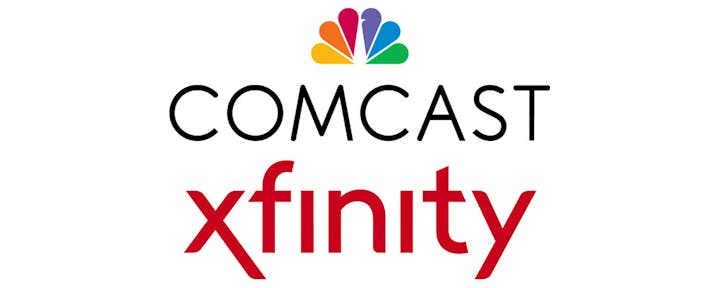 Comcast and Xfinity logos with a colorful peacock icon.