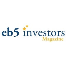 The image features the logo for "EB5 Investors Magazine," which focuses on EB-5 visa investment opportunities.