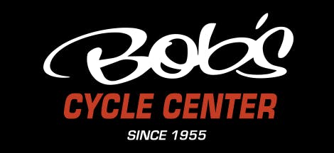 Logo with the text: "Bob's Cycle Center Since 1955" on a black background.
