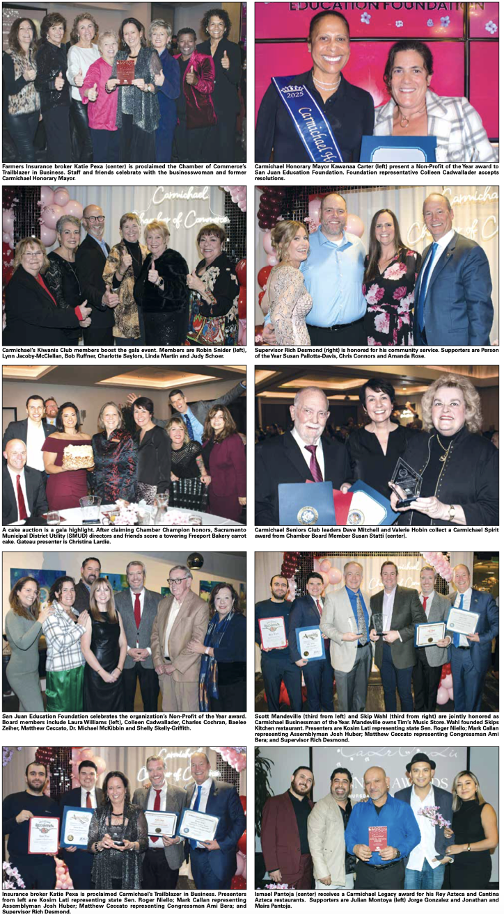 Groups of people at a gala event, receiving awards and celebrating.