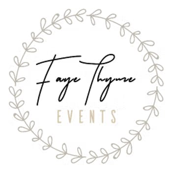 Faye Thyme Events logo with cursive text surrounded by a vine wreath.