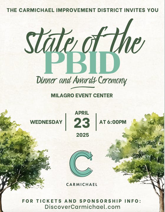 Invitation to the State of the PBID Dinner and Awards Ceremony on April 23, 2025, at 6:00 PM at Milagro Event Center.