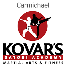 Logo for Kovar's Satori Academy of Martial Arts & Fitness, featuring two martial artists in action.