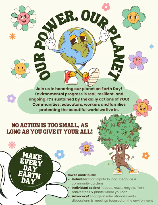 Celebrate Earth Day by taking action to protect our planet! Volunteer, reduce, reuse, and advocate for the environment. 🌍🌱