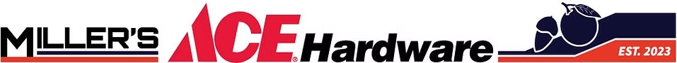 Logo for Miller's ACE Hardware, established in 2023, featuring a stylized design with the name prominently displayed.