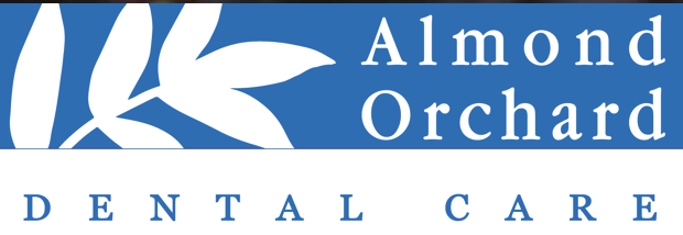 Logo for Almond Orchard Dental Care with a leaf design.