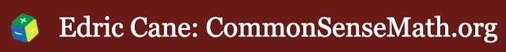 The image features the name "Edric Cane" and the website "CommonSenseMath.org," along with a colorful mathematical icon.