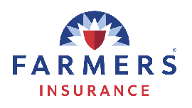 Logo of Farmers Insurance with a blue and red emblem above the text "FARMERS INSURANCE."