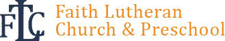 Logo for Faith Lutheran Church & Preschool with "FLC" and a cross.