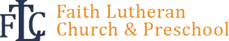 Logo for Faith Lutheran Church & Preschool with "FLC" and a cross.