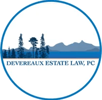 Logo with mountains, trees, and text "DEVEREAUX ESTATE LAW, PC" in a blue circle.