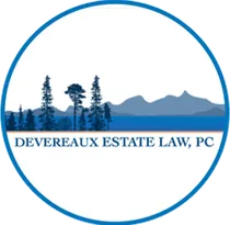 Logo with mountains, trees, and text "DEVEREAUX ESTATE LAW, PC" in a blue circle.