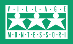Logo with three stars and the words "Village Montessori."