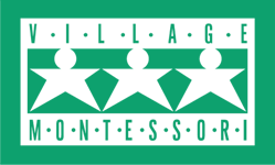 Logo with three stars and the words "Village Montessori."