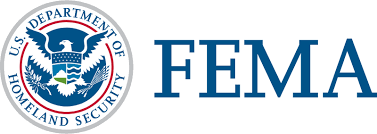 Logo of U.S. Department of Homeland Security FEMA, featuring an eagle and shield.