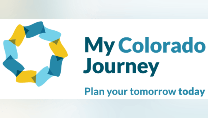 Logo with a circular design, text reads "My Colorado Journey," and "Plan your tomorrow today."