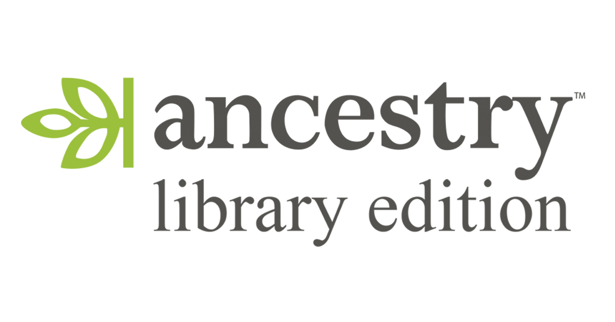 Logo of "Ancestry Library Edition," a genealogical research tool.