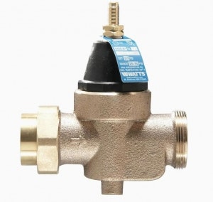 The image depicts a pressure-reducing valve, often used in plumbing to control water pressure.