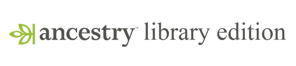 The image features the logo for "Ancestry Library Edition," a platform for genealogical research.