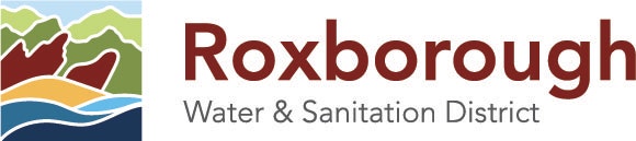 The image features the logo of Roxborough Water & Sanitation District, highlighting water services and nature elements.