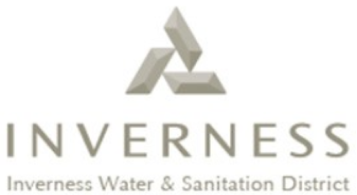 Logo of Inverness Water & Sanitation District with geometric design above the text.