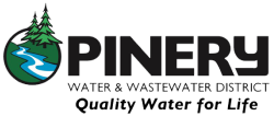 Logo for Pinery Water & Wastewater District with the slogan "Quality Water for Life." Features trees and a river.