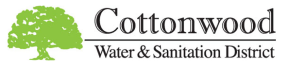 Logo of Cottonwood Water & Sanitation District with a green tree graphic.