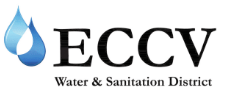 Logo for ECCV Water & Sanitation District with a blue water droplet.