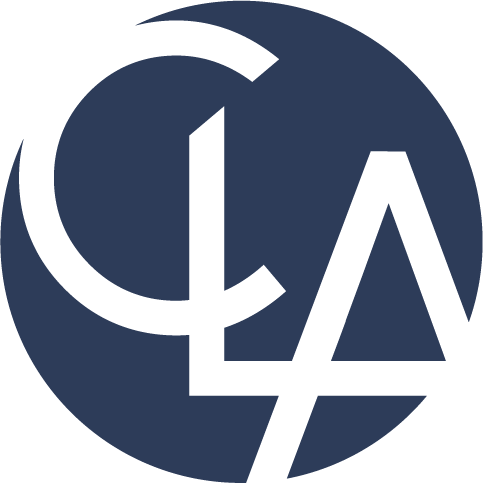 Logo with overlapping letters "CLA" inside a circle.