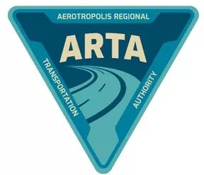 Triangular logo with "Aerotropolis Regional Transportation Authority" and a road graphic in shades of blue.