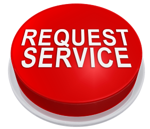 A large red button with the words "REQUEST SERVICE" prominently displayed on it.