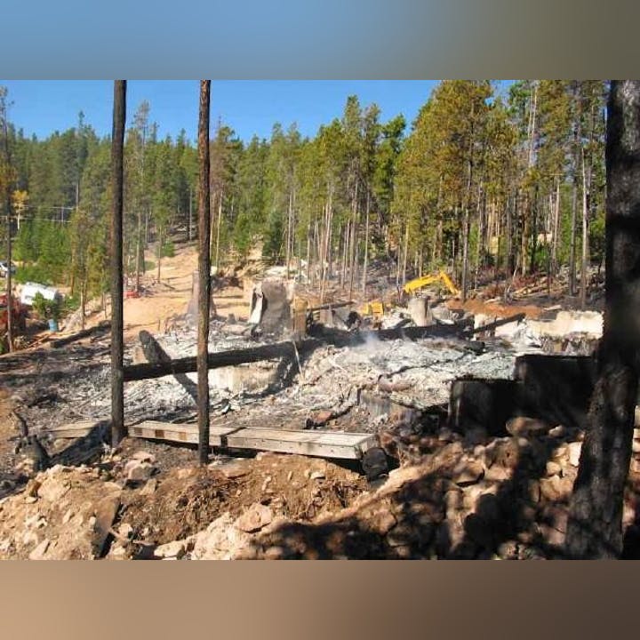 burned remains of home