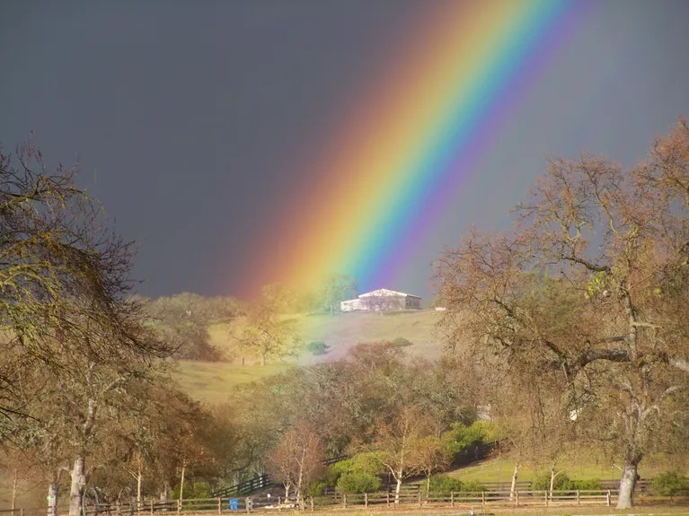 hills and rainbow