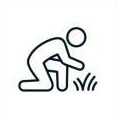 Icon of a person kneeling and planting or tending to plants.