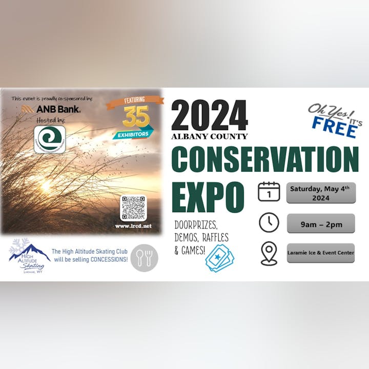Flyer for the Albany County Conservation Expo, 2024, free admission, door prizes, games; scheduled for May 4th from 9 am to 2 pm.